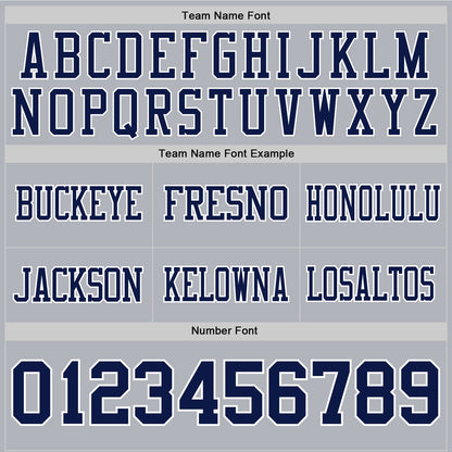 Custom Gray Navy-White Mesh Authentic Football Jersey