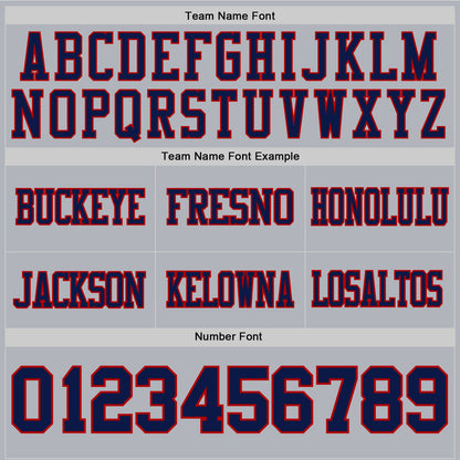 Custom Gray Navy-Red Mesh Authentic Football Jersey