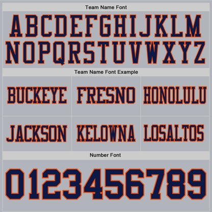 Custom Gray Navy-Orange Mesh Authentic Football Jersey