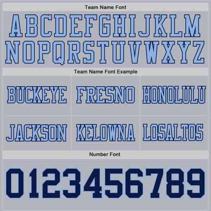 Custom Gray Navy-Light Blue Mesh Authentic Football Jersey