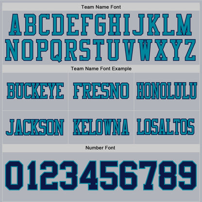 Custom Gray Navy-Teal Mesh Authentic Football Jersey