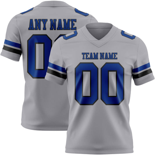 Custom Gray Royal-Black Mesh Authentic Football Jersey