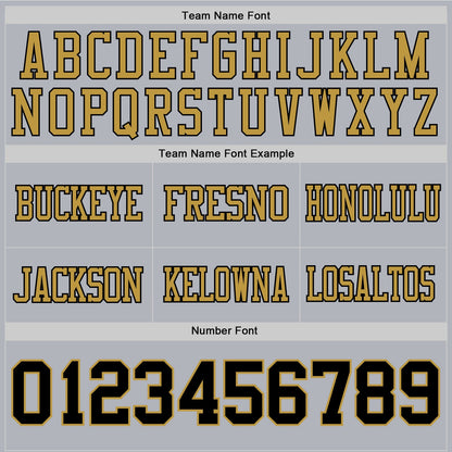 Custom Gray Black-Old Gold Mesh Authentic Football Jersey