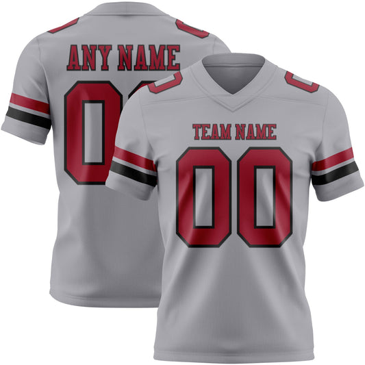 Custom Gray Cardinal-Black Mesh Authentic Football Jersey