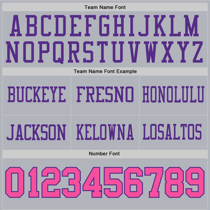 Custom Gray Pink-Purple Mesh Authentic Football Jersey