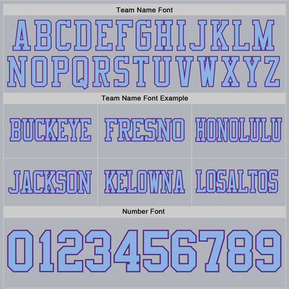 Custom Gray Light Blue-Purple Mesh Authentic Football Jersey