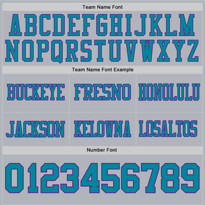 Custom Gray Teal-Purple Mesh Authentic Football Jersey