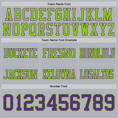 Custom Gray Purple-Neon Green Mesh Authentic Football Jersey