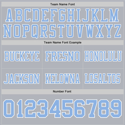Custom Gray Light Blue-White Mesh Authentic Football Jersey