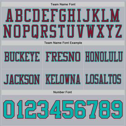 Custom Gray Aqua-Crimson Mesh Authentic Football Jersey