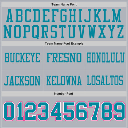 Custom Gray Teal White-Pink Mesh Authentic Football Jersey