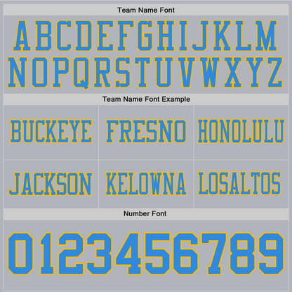 Custom Gray Powder Blue-Gold Mesh Authentic Football Jersey