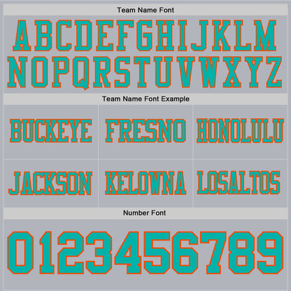 Custom Gray Aqua-Orange Mesh Authentic Football Jersey
