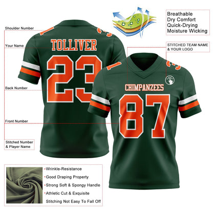 Custom Green Orange-White Mesh Authentic Football Jersey