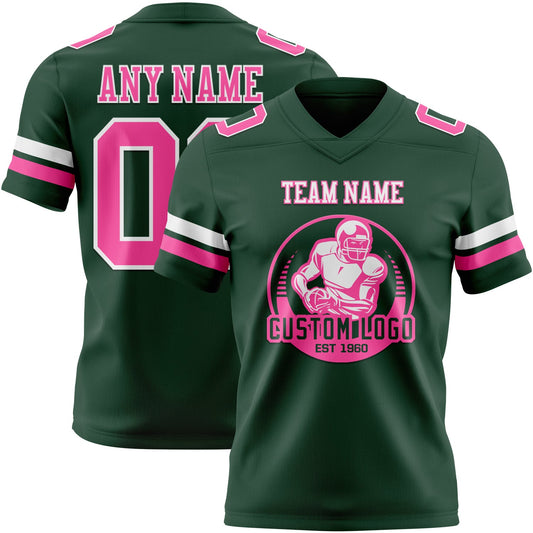 Custom Green Pink-White Mesh Authentic Football Jersey