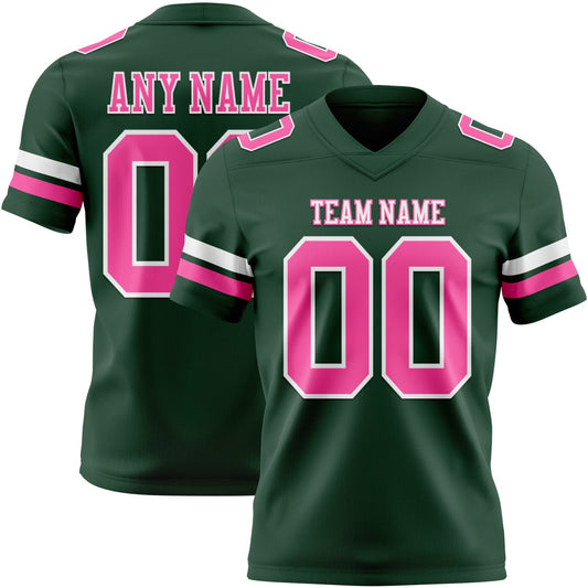 Custom Green Pink-White Mesh Authentic Football Jersey