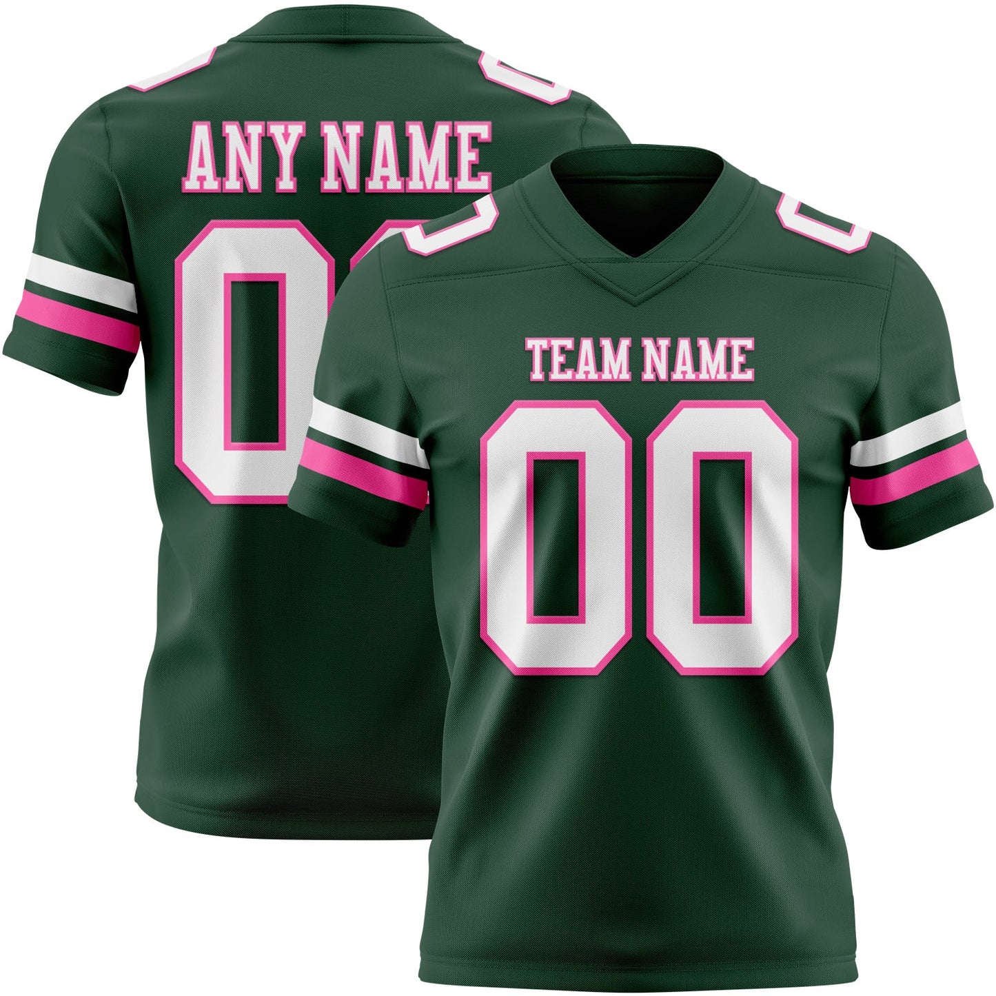 Custom Green White-Pink Mesh Authentic Football Jersey