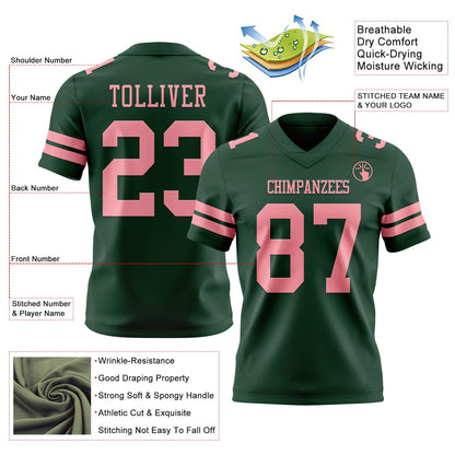 Custom Green Medium Pink Mesh Authentic Football Jersey