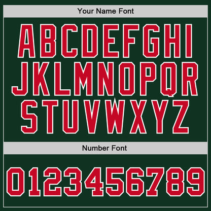 Custom Hunter Green Red-White Authentic Throwback Basketball Jersey