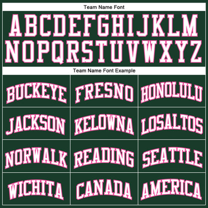Custom Hunter Green White-Pink Authentic Throwback Basketball Jersey