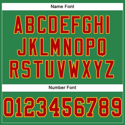 Custom Grass Green Red-Gold Mesh Authentic Football Jersey