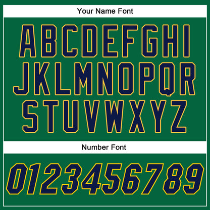 Custom Kelly Green Navy-Gold Authentic Baseball Jersey
