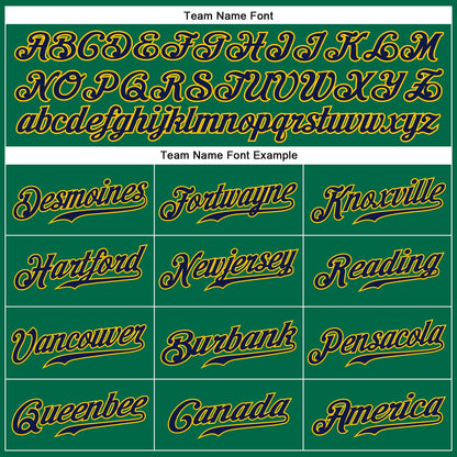 Custom Kelly Green Navy-Gold Authentic Sleeveless Baseball Jersey