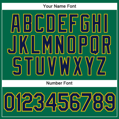 Custom Kelly Green Navy-Gold Authentic Sleeveless Baseball Jersey