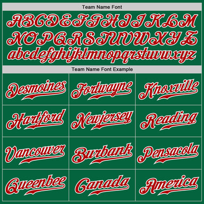 Custom Kelly Green White Pinstripe Red-White Authentic Baseball Jersey