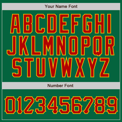 Custom Kelly Green Gold Pinstripe Red-Gold Authentic Baseball Jersey