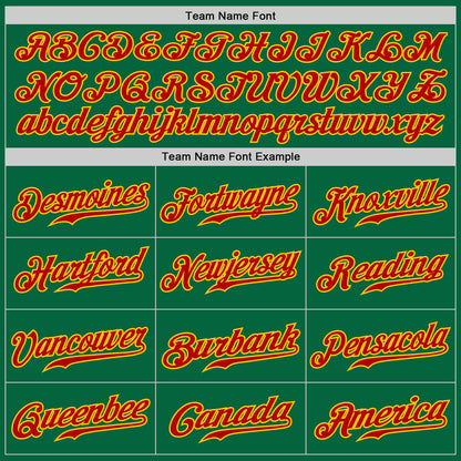 Custom Kelly Green Gold Pinstripe Red-Gold Authentic Baseball Jersey