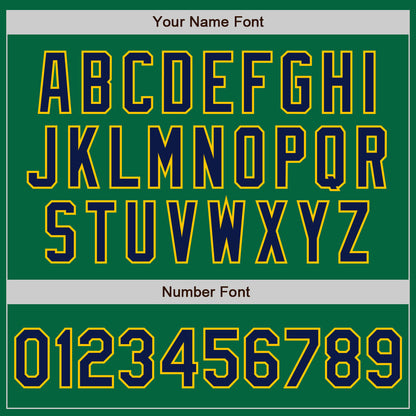 Custom Kelly Green Navy-Gold Authentic Baseball Jersey