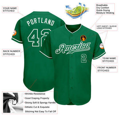Custom Kelly Green Kelly Green-White Authentic Baseball Jersey