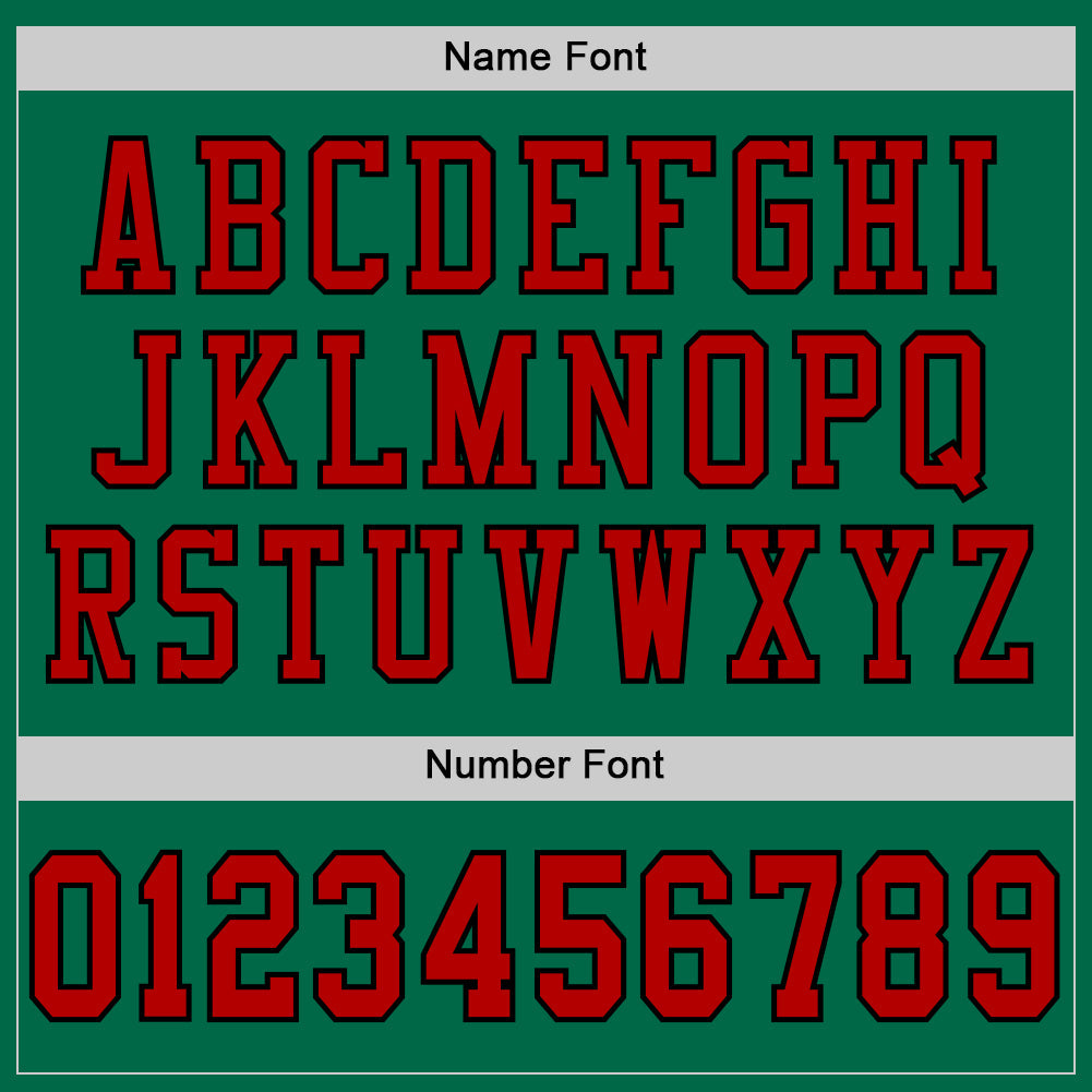 Custom Kelly Green Red-Black Mesh Authentic Football Jersey