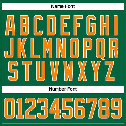 Custom Kelly Green Bay Orange-White Hockey Lace Neck Jersey