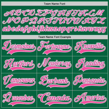 Custom Kelly Green Pink-White Hockey Lace Neck Jersey