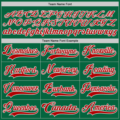 Custom Kelly Green Red-White Hockey Lace Neck Jersey