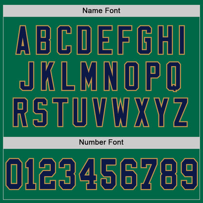 Custom Kelly Green Navy-Old Gold Mesh Authentic Throwback Football Jersey