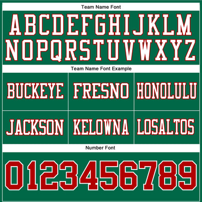 Custom Kelly Green Red-White Mesh Authentic Football Jersey