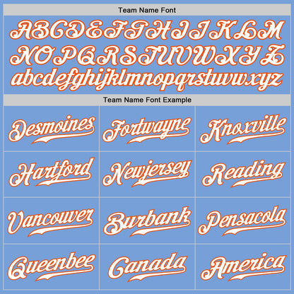 Custom Light Blue White-Orange Authentic Baseball Jersey