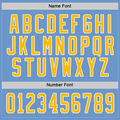 Custom Light Blue Gold-White Hockey Jersey
