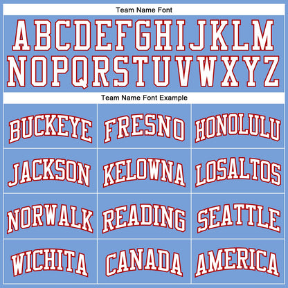 Custom Light Blue White-Red Authentic Throwback Basketball Jersey