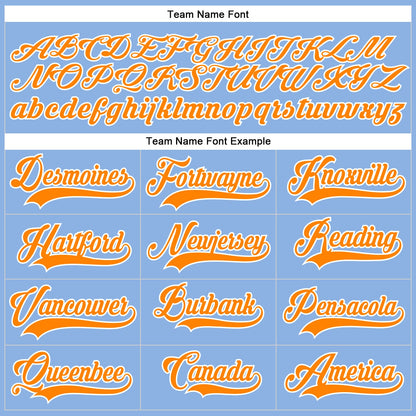 Custom Light Blue Bay Orange-White Hockey Lace Neck Jersey
