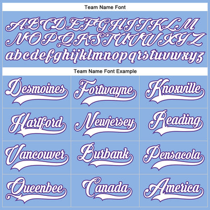 Custom Light Blue White-Purple Hockey Lace Neck Jersey