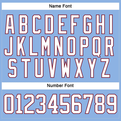 Custom Light Blue White-Crimson Hockey Lace Neck Jersey