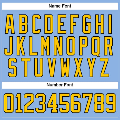 Custom Light Blue Yellow-Black Hockey Lace Neck Jersey