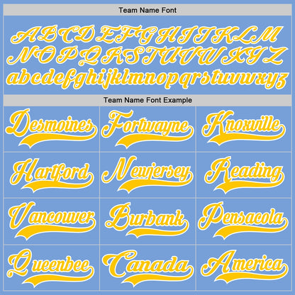 Custom Light Blue Yellow-White Hockey Lace Neck Jersey