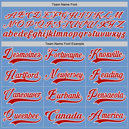 Custom Light Blue Red-White Hockey Jersey