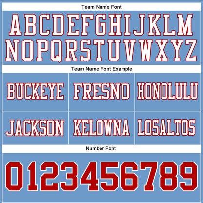 Custom Light Blue Red-White Mesh Authentic Football Jersey