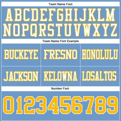 Custom Light Blue Gold-White Mesh Authentic Football Jersey